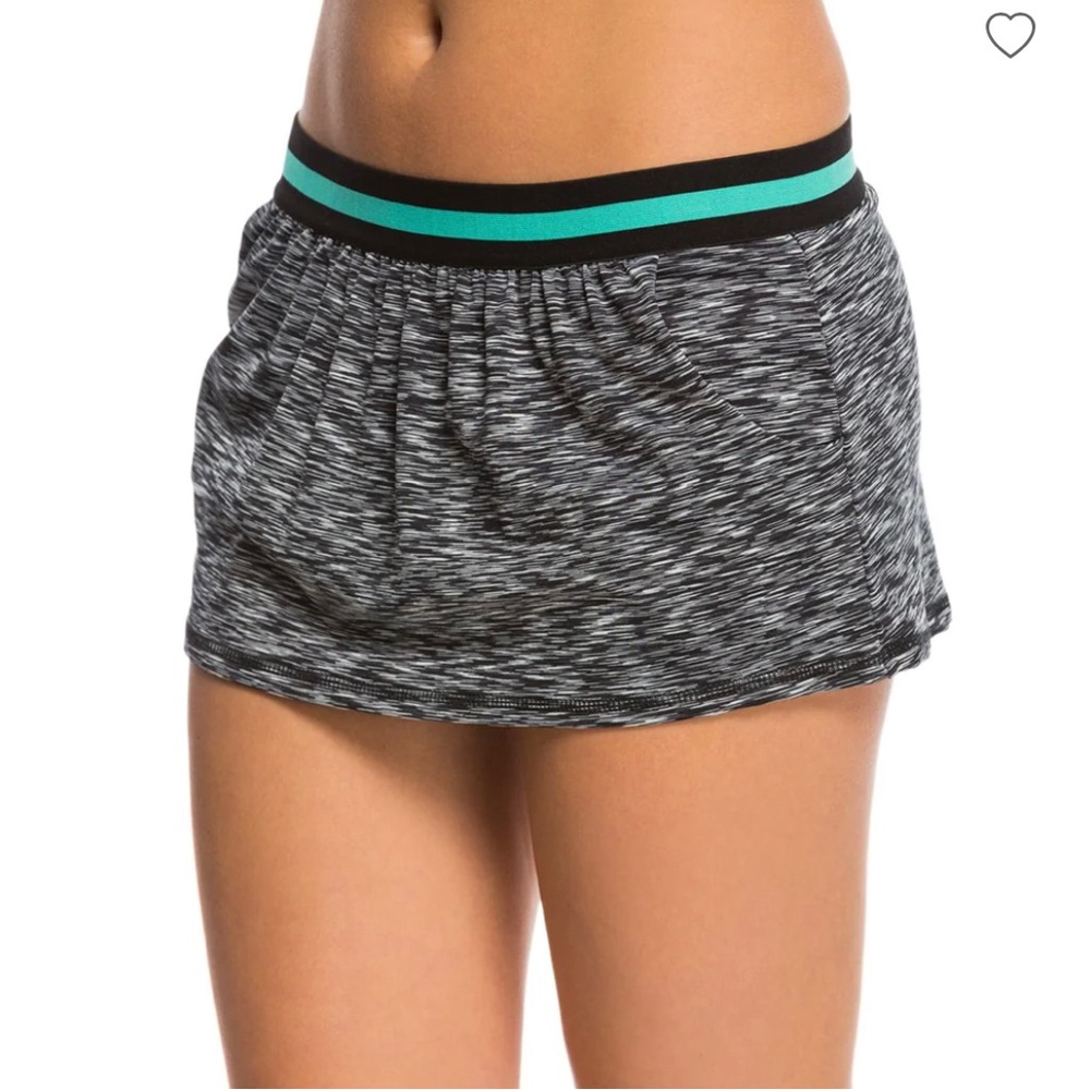Anne Cole Locker Colorblock Heather Swim Skirt Bikini Bottom Small Gray Skort
